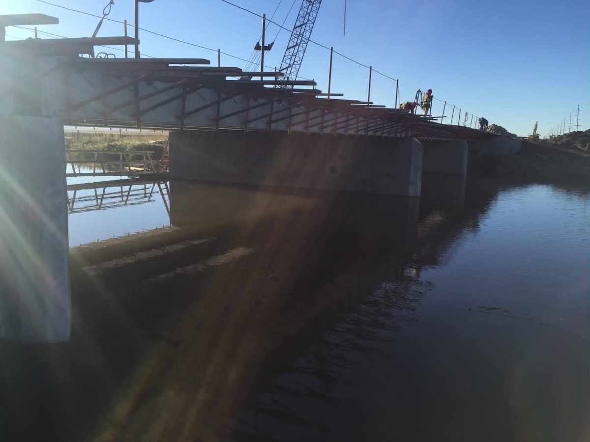 Bridge superstructure under construction over water